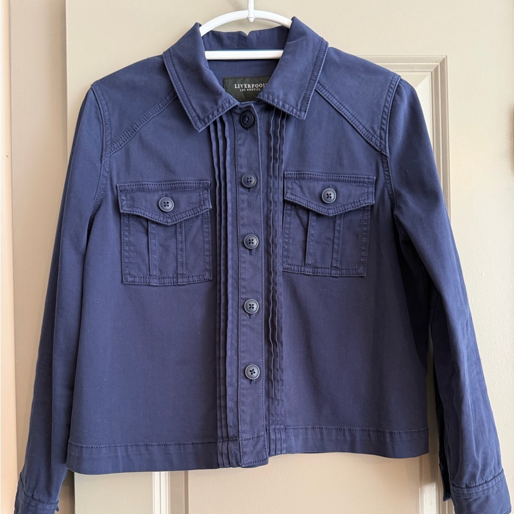 Liverpool Navy Twill Collared Shirt Jacket